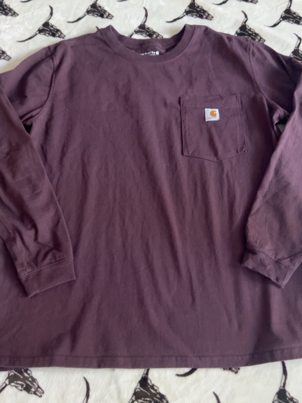 Carhartt Loose Fit Long Sleeve Pocket T Shirt Burgundy Women’s XL (16-18)